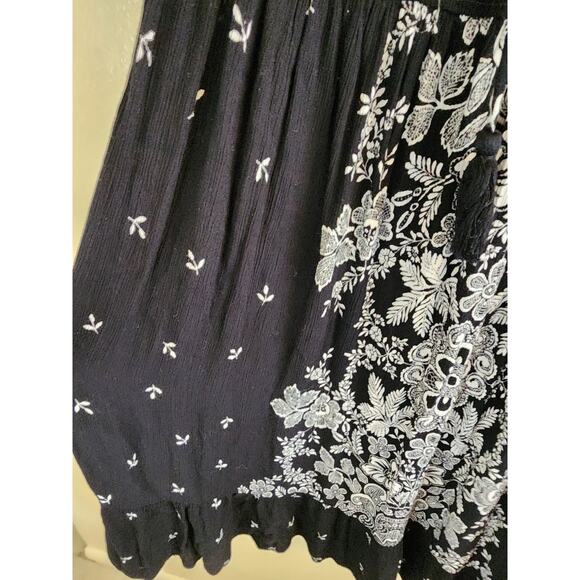 BILA Black and White Print Sleeveless Runched Waist 100% Rayon Midi Dress SZ XL - Picture 4 of 8